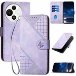 For TCL 60 SE NxtPaper 5G Grid Butterfly Embossed Pattern Leather Phone Case with Lanyard(Light Purple)