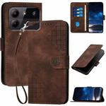 For ZTE Blade A54 Grid Butterfly Embossed Pattern Flip Leather Phone Case with Lanyard(Coffee)