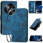 For ZTE Blade A75 5G / Nubia Focus Grid Butterfly Embossed Pattern Flip Leather Phone Case with Lanyard(Dark Blue)