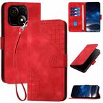 For ZTE Blade A35e 4G Grid Butterfly Embossed Pattern Flip Leather Phone Case with Lanyard(Red)