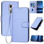 For Kyocera Urbano V04 KYV45 YX0070 Carbon Fiber Buckle Leather Phone Case with Lanyard(Light Purple)