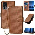 For TCL 40 XE / 40 NxtPaper 5G YX0070 Carbon Fiber Buckle Leather Phone Case with Lanyard(Coffee)