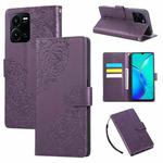 For vivo Y35 4G 2022 / Y22s Rose Flower Embossed 3-Card Slots Leather Phone Case(Deep Purple)