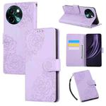 For vivo Y38 5G / T3X 5G Global Rose Flower Embossed 3-Card Slots Leather Phone Case(Purple)