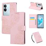 For vivo S17 / S17 Pro / S17t Rose Flower Embossed 3-Card Slots Leather Phone Case(Pink)