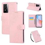 For vivo Y76s 5G / Y76 5G Rose Flower Embossed 3-Card Slots Leather Phone Case(Pink)