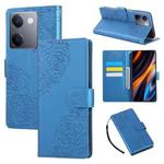 For vivo Y200 Pro 5G Rose Flower Embossed 3-Card Slots Leather Phone Case(Blue)