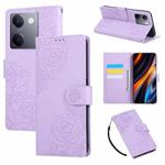 For vivo Y200 Pro 5G Rose Flower Embossed 3-Card Slots Leather Phone Case(Purple)