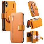 For iPhone XS Max Ring Zipper Wallet RFID Blocking MagSafe Leather Phone Case(Orange)