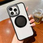 For iPhone 15 Pro Max Transparent MagSafe Magnetic Holder Phone Case(Black)