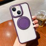 For iPhone 13 Transparent MagSafe Magnetic Holder Phone Case(Purple)
