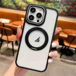 For iPhone 16 Pro Transparent MagSafe Ring Holder Phone Case(Black)