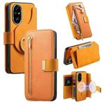 For Honor 200 Pro Ring Zipper Wallet RFID Blocking MagSafe Leather Phone Case(Orange)
