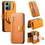For Honor Play7T 5G Ring Zipper Wallet RFID Blocking MagSafe Leather Phone Case(Orange)