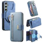 For Samsung Galaxy S24 FE 5G Ring Zipper Wallet RFID Blocking MagSafe Leather Phone Case(Blue)