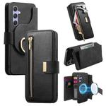 For Samsung Galaxy A54 5G Ring Zipper Wallet RFID Blocking MagSafe Leather Phone Case(Black)