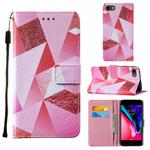 For iPhone SE 2022 / SE 2020 / 8 / 7 / 6 Cross Texture Painting Pattern Horizontal Flip Leather Case with Holder & Card Slots & Wallet & Lanyard(Pink Diamond)