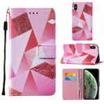 For iPhone X / XS Cross Texture Painting Pattern Horizontal Flip Leather Case with Holder & Card Slots & Wallet & Lanyard(Pink Diamond)