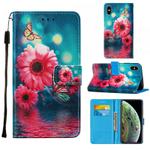 For iPhone X / XS Cross Texture Painting Pattern Horizontal Flip Leather Case with Holder & Card Slots & Wallet & Lanyard(Chrysanthemum)