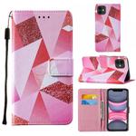 For iPhone 11 Cross Texture Painting Pattern Horizontal Flip Leather Case with Holder & Card Slots & Wallet & Lanyard(Pink Diamond)