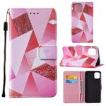 For iPhone 12 / 12 Pro Cross Texture Painting Pattern Horizontal Flip Leather Case with Holder & Card Slots & Wallet & Lanyard(Pink Diamond)