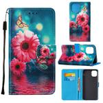 For iPhone 12 / 12 Pro Cross Texture Painting Pattern Horizontal Flip Leather Case with Holder & Card Slots & Wallet & Lanyard(Chrysanthemum)