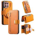 For OnePlus 12R / Ace 3 Ring Zipper Wallet RFID Blocking MagSafe Leather Phone Case(Orange)