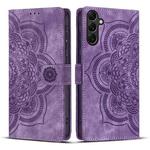 For Samsung Galaxy S25 5G Mandala Embossed Retro Frosted Leather Phone Case(Purple)