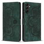 For Samsung Galaxy S25 5G Mandala Embossed Retro Frosted Leather Phone Case(Green)