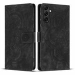 For Samsung Galaxy S25+ 5G Mandala Embossed Retro Frosted Leather Phone Case(Black)