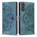 For Samsung Galaxy S24+ 5G Mandala Embossed Retro Frosted Leather Phone Case(Blue)