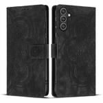 For Samsung Galaxy S24+ 5G Mandala Embossed Retro Frosted Leather Phone Case(Black)