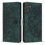 For Samsung Galaxy S24 FE 5G Mandala Embossed Retro Frosted Leather Phone Case(Green)