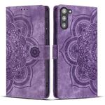 For Samsung Galaxy S23+ 5G Mandala Embossed Retro Frosted Leather Phone Case(Purple)