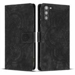 For Samsung Galaxy S23+ 5G Mandala Embossed Retro Frosted Leather Phone Case(Black)