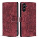 For Samsung Galaxy S23 FE 5G Mandala Embossed Retro Frosted Leather Phone Case(Red)
