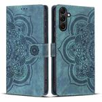 For Samsung Galaxy S23 FE 5G Mandala Embossed Retro Frosted Leather Phone Case(Blue)