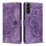 For Samsung Galaxy S23 FE 5G Mandala Embossed Retro Frosted Leather Phone Case(Purple)