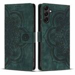 For Samsung Galaxy S23 FE 5G Mandala Embossed Retro Frosted Leather Phone Case(Green)