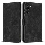 For Samsung Galaxy S23 FE 5G Mandala Embossed Retro Frosted Leather Phone Case(Black)