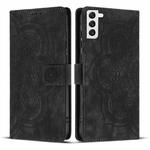 For Samsung Galaxy S22+ 5G Mandala Embossed Retro Frosted Leather Phone Case(Black)