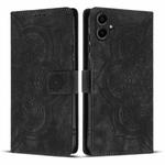 For Samsung Galaxy S25 FE 5G Mandala Embossed Retro Frosted Leather Phone Case(Black)