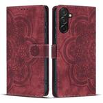 For Samsung Galaxy A17 5G / A26 5G Mandala Embossed Retro Frosted Leather Phone Case(Red)