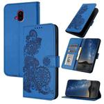 For Fujitsu Arrows F-52B Datura Flower Embossed Flip Leather Phone Case(Blue)