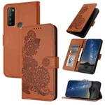 For TCL 30 XL Datura Flower Embossed Flip Leather Phone Case(Brown)