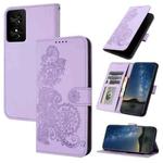 For TCL 50 SE / 40 NxtPaper 4G Datura Flower Embossed Flip Leather Phone Case(Purple)