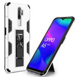 For Oppo A5 (2020) Soldier Armor Shockproof TPU + PC Magnetic Protective Case with Holder(White)