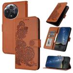 For TCL 60R 5G Datura Flower Embossed Flip Leather Phone Case(Brown)