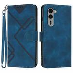 For Fujitsu Arrows We2 Plus Line Pattern Skin Feel Leather Phone Case(Royal Blue)