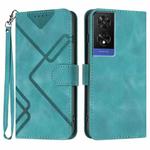 For TCL 505 Line Pattern Skin Feel Leather Phone Case(Light Blue)